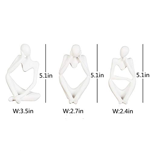 Asng Resin Thinker Style Abstract Sculpture Statue Collectible Figurines Home Office Bookshelf Desktop Decor (White,Left, Small) #TOP7