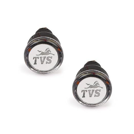 Rider Arts Crystal Handle Bar Light Side Weights Handle Grip End Indicator Light For All TVS Universal Bikes (Orange & White)