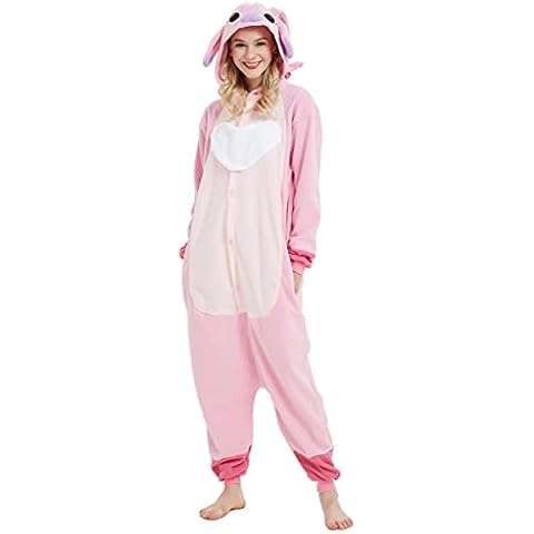 Stitch Costume Onesies Adult Stitch Pajamas Christmas Sleepwear Jumpsuit Halloween Women Men Unisex Cosplay Pink S Cover