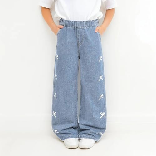 Girls Bow Jeans Baggy Pants Wide Leg Denim Cute High Waisted Teen Clothes Casual Y2K Streetwear with Pockets2