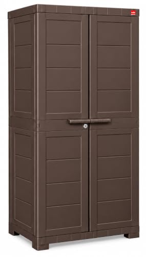 Image of Cello Novelty Big Plastic Cabinet with Dustproof Doors| 3 Year Warranty | Almirah, Cupboard, Wardrobe for Home, Living Room, Bedroom, Kitchen, Office, Outdoor| Ice Brown Colour