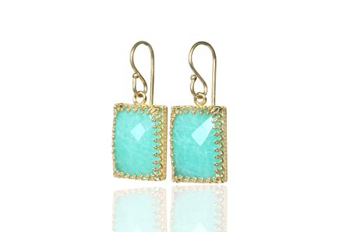 Boucles d'oreilles en amazonite pour tenues de soirées et événements estivaux élégants