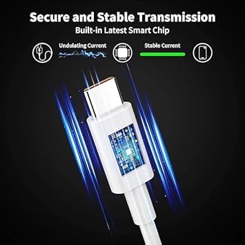 Image of 80w Supervooc USB Type C Charging Data Cable for Realme 12 pro plus /11 pro plus /11 /10 /9 Pro /Narzo 70 /60 Pro /60 /50 /50 pro /30 /GT Neo Support 65W Superdart and 33W Dart Also Quick Charge, White (AA79)