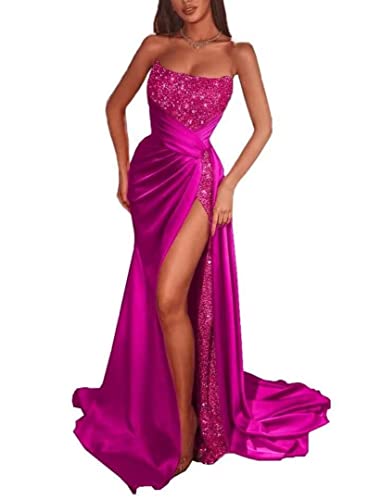 Robe de bal fuchsia à paillettes HYY01 pour briller en soirée