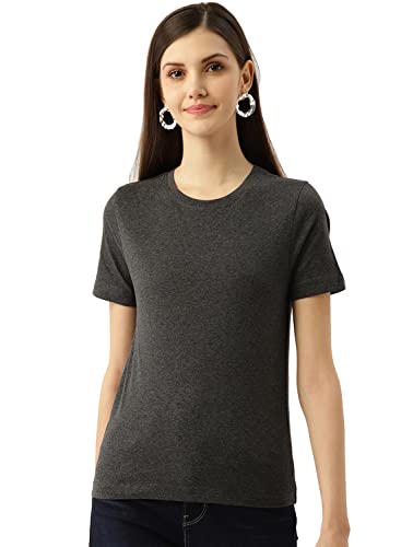 Image of BESIVA Women's Crew Neck Solid Cotton T-Shirt