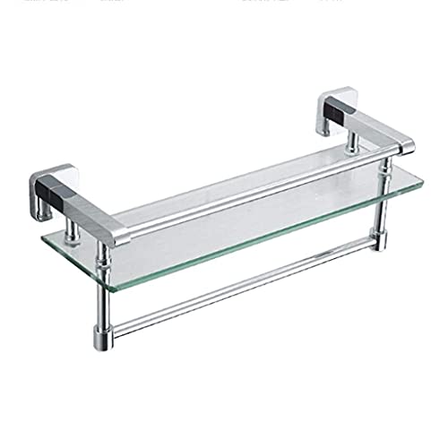 Étagère en verre salle de bain avec porte-serviettes support cuivre mural