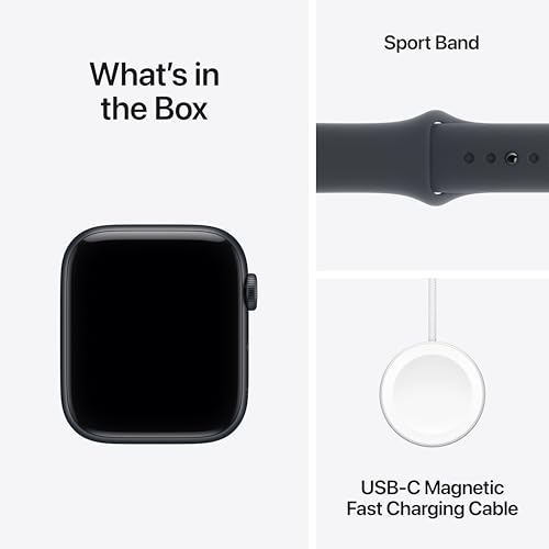 Image of Apple Watch SE 3 [GPS + Cellular 44mm] Smartwatch with Midnight Aluminum Case with Midnight Sport Band - M /L. Fitness and Sleep Trackers, Heart Rate Monitor, Always-On Display, Water Resistant