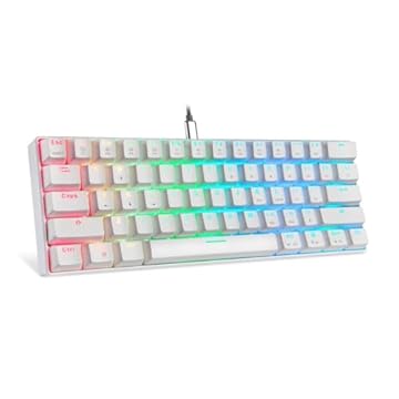 Teclado Mecânico Gamer Motospeed CK61 Branco RGB, Blue Switch, BR