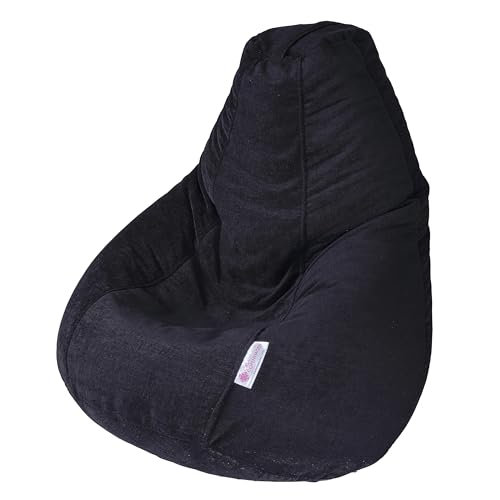 Image of Casa Copenhagen Premium Designer Fabric Bean Bag Chair, Filled with Beans | Capacity: Upto 7 Ft Height, 200 KG Weight | 4XL | Black Ozone