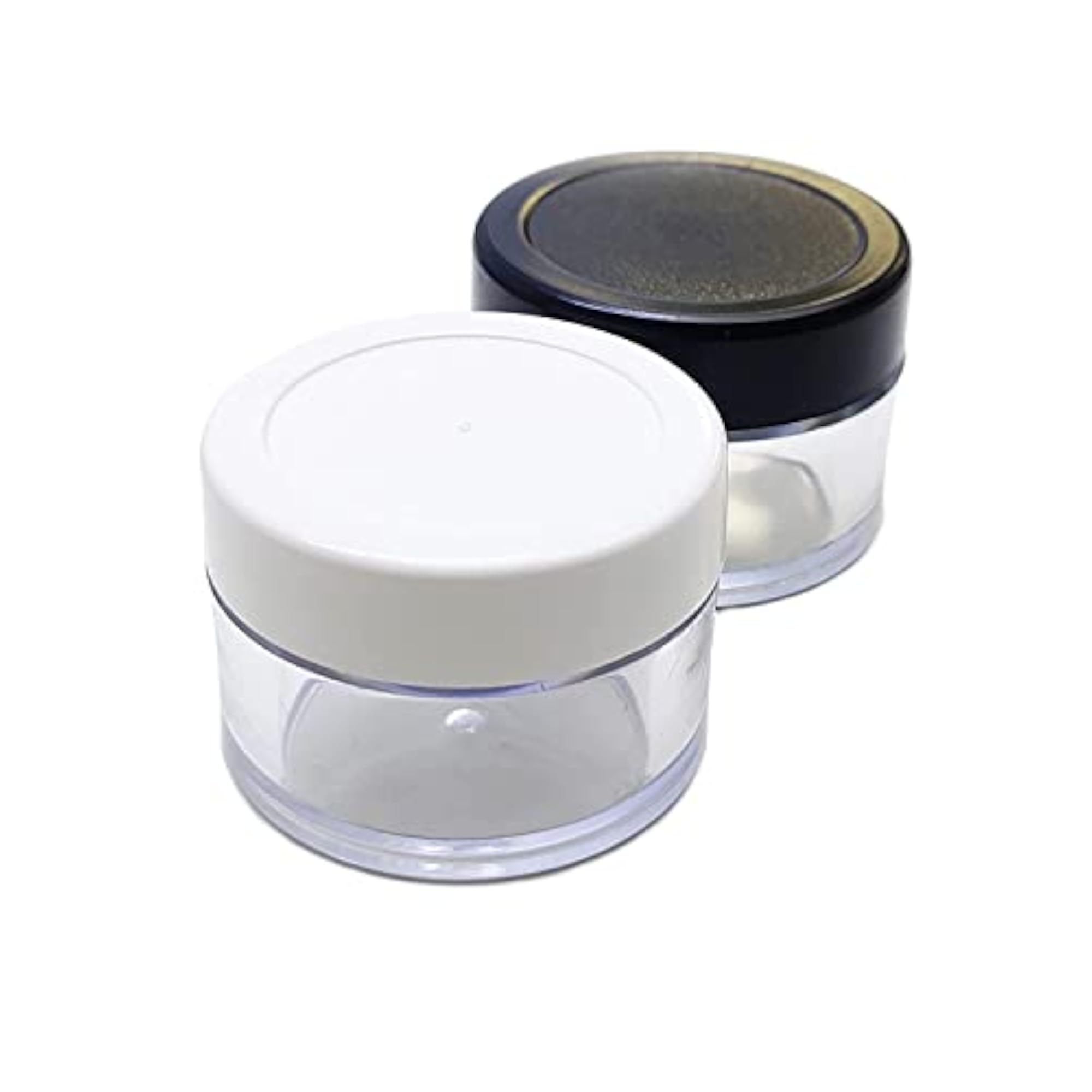 6pcs Acrylic 15gram Black | White Cap Glass Transparent Combo Jars