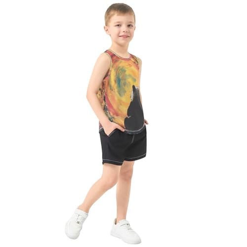Boys Tank Top Shirts Panda Colorful Tie Dye Sleeveless T-Shirts Crew Neck for Kids Clothing Children4