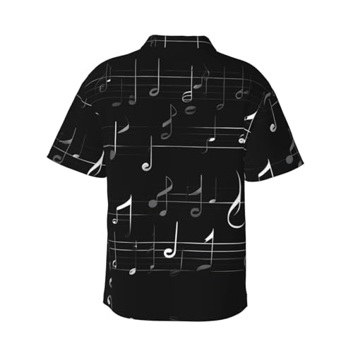 Black Music Notes Print Short Sleeve Button Down Shirts for Summer,for Both Formal and Casual Occasions3