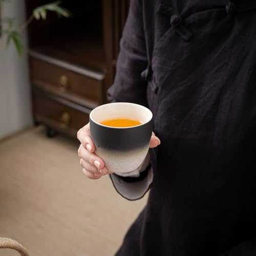 Image of TEANAGOO Ceramic Japanese Tea Cups Set of 4pcs, 5.4oz /160ml Elegant Ceramic Matcha Cups with Flat Base, Gradient Navy Black Handleless Coffee Mugs, Microwave & Dishwasher Safe, Beautiful Gift Box