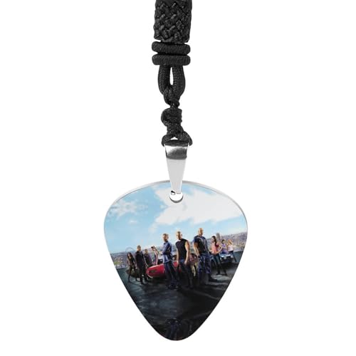 ギター ピック ワイルドスピード ネックレス ペンダント Guitar Pick 鎖骨チェーン チタン鋼 黒ロープ付き 音楽 楽器 プレートペンダント ロングチェーン ジュエリー ギター用のピック ヒップホップ 卒業式 記念日 人気 贈り物