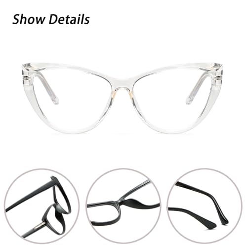 Image of Blue Light Glasses Cateye Women Fake Eyeglasses Anti Eye Strain Computer Glasses Clear Lens