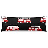Fashion Body Pillow Cover, Soft Pillowcases, Fire Fighters Red Fire Truck Cartoon Breathable Long Pillow Case