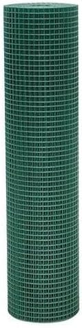 Rete Metallica Plastificata Verde, 12x12 mm, Altezza 100 cm, Lunghezza 25 mt, per Voliere e Animali, Recinzione giardino MARRAGROUP