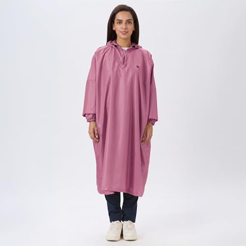Image of Zeel Unisex Outdoor Rain Poncho for Adult, Waterproof, Lightweight & Packable, Polyester Pullover Full Sleeves Hooded Rainwear, Raincoat for Camping, Hiking, Travelling (AZ33, Free Size) (Onion)