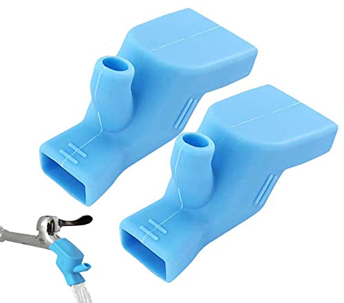 NT-ling Silicone Faucet Extender,2pcs Faucet Connector Kitchen Water Tap Extension,Tooth Brushing Gargle Hand Washing Extender Bathroom Kitchen Sink Faucet Silicone Extender Accessories(Blue) (1)