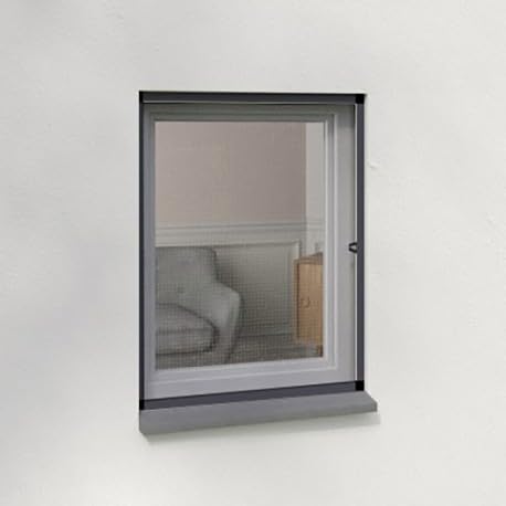 Zanzariera fissa in alluminio, 150 x 150 cm, colore: Grigio