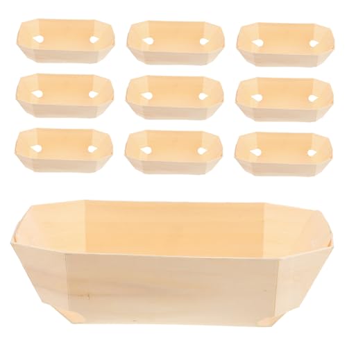 CIYODO 10Pcs Wooden Sushi Tray Natural Wood Sushi Takeaway Box and Cake Transport Boxes for Sushi Cake Bread and More for Outdoor Food Packing and Picnics