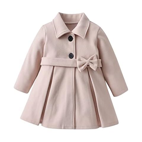 Toddler Baby Girl Fall Winter Jacket Coat Long Sleeve Solid Color Buttons Warmly Dress Coats Outfit Clothes (Khaki, 2-3 Years) Cover