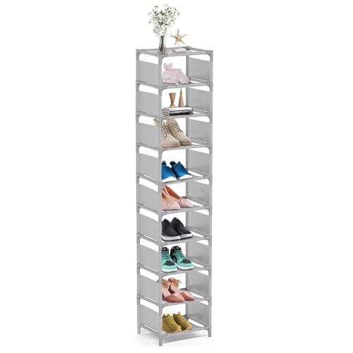 Sunvito Scarpiera a 10 Livelli Salvaspazio - 10 Paia di Scarpe Alte, Stretta Impilabile per Ingresso, Armadio, Camera da Letto, Garage, Sopra Porta, Corridoio