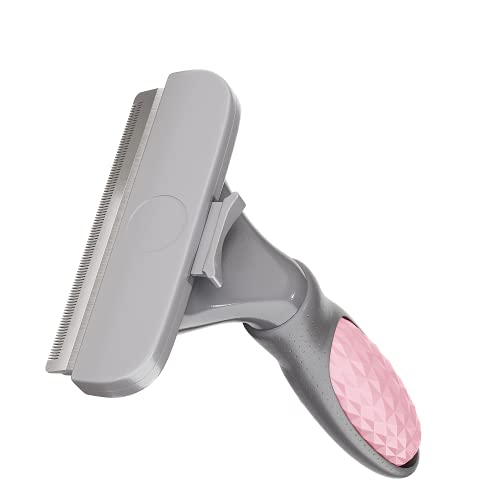 DongxiTech Undercoat Deshedding Tools, Pet Grooming Brush Effectively Reduces Shedding by Up to 95% Professional Deshedding Tool for Dogs and Cats, Pets Self Cleaning Brush