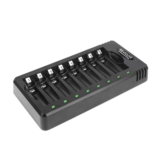 BEVIGOR 8 Bay AA AAA Battery Charger, Independent Slot Charger with LED Light, USB High Speed Charging, for Ni-MH Ni-CD Rechargeable Batteries, No Adapter
