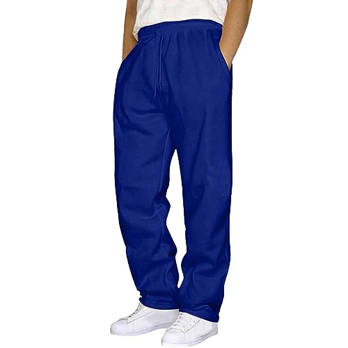 Mens Hip Hop Pants Casual Solid Color Track Cuff Lace Up Workout Pants with Pocket Fall and Winter Casual Open