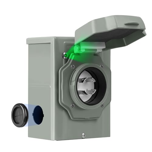 30 Amp Generator Inlet Box, NEMA L14-30P Pre-Drilled Power Inlet Box for 4 Prong Generator Cord, 125/250V, 7500Watts Inlet Box with LED Power Indicator for Weatherproof Outdoor Use,ETL Listed