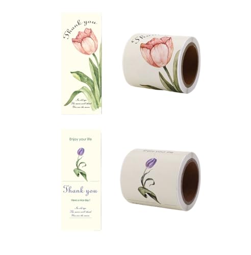 Bombinate サンキューシール 2巻セット 100枚入り ありがとう 封印シール 封筒 母の日シール 感謝 シール thank you シール ラッピング シール (チューリップ)のサムネイル