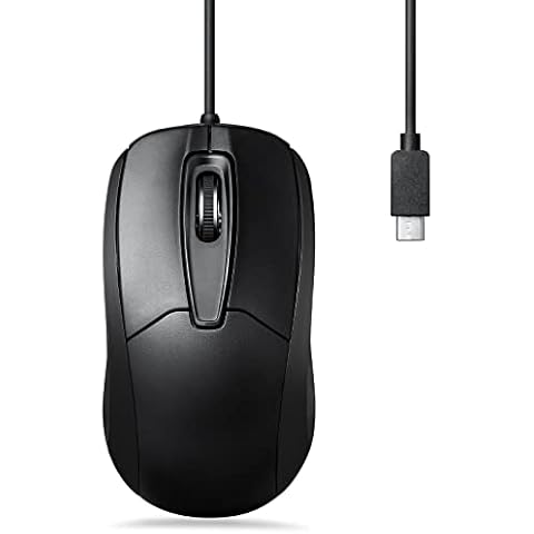 Perixx PERIMICE-209C USB Type C Wired Optical Mouse - 5.9 Ft Cable - 1000 DPI - Black, (11994) Cover