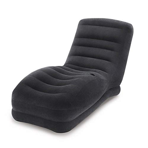 Intex Inflatable Contoured Mega Lounge Chair with Built-in Cup Holder, Black