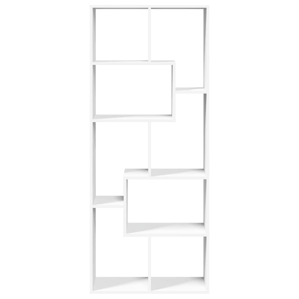 Scaffale divisorio per libri, bianco, 67 x 25 x 161,5 cm, in legno, flessibile, pratico organizer da parete, versatile, ideale per soggiorno, ufficio, cameretta dei bambini