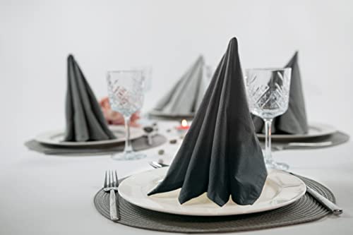 Set de 6 servilletas de Tela Suaves Color Gris Oscuro I 100% algodón orgánico sostenible con certificación Gots I Tamaño 45x45 cm I para Fiestas, Navidad, cenas, decoración de Mesa 6 Set de 6 servilletas de Tela Suaves Color Gris Oscuro I 100% algodón orgánico sostenible con certificación Gots I Tamaño 45x45 cm I para Fiestas, Navidad, cenas, decoración de Mesa