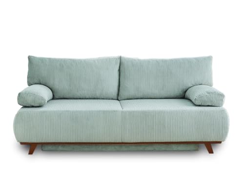 Bestmobilier - Canapé Convertible avec Coffre Cristal en Velours Côtelé - Canapé Lit - Sofa Bleu 3 Places - Salon