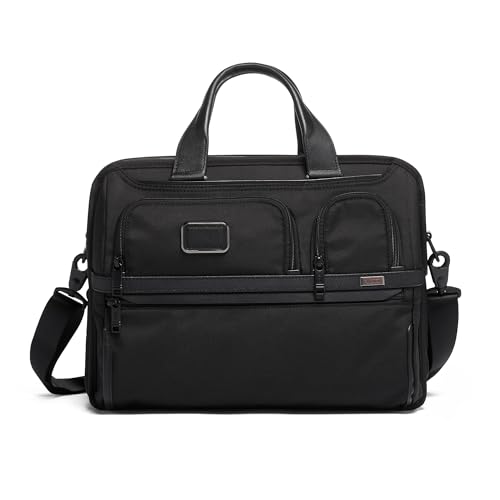 TUMI - Alpha Medium 15' Expansion Laptop Briefcase - Professional Briefcase for Commute or Travel - Padded Compartment Fits up to 15' Screen - Dark Black