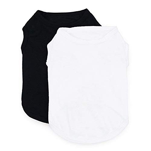 2 Packs Dog Shirts Blank Clothes Plain Dog Shirt For Small Dog Boy Girl Cotton Pet Clothes Apparel Fit For Small Extra Small Medium Dog Cat Black & White #TOP1