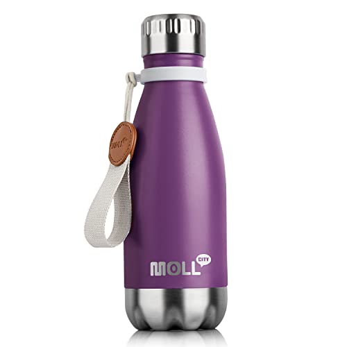 Mollcity Kids Water Bottle-9 oz Small Water Bottle for School Stainless Steel Vacuum Insulated Leak Proof Cola Shape Mini Water Bottle for Boys Girls(Dark Purple)