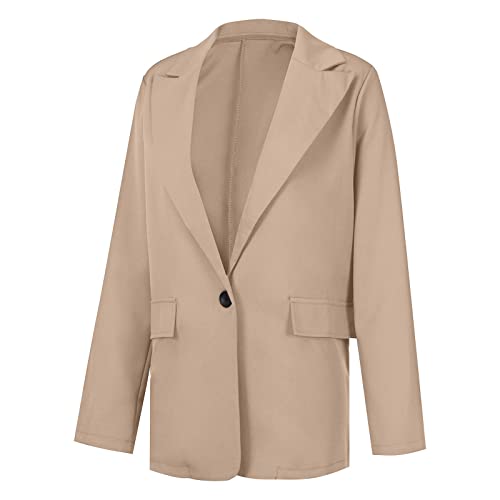 Women's Blazer Open Front Work Office Blazer Button Solid Color Pocket Jacket Blazer Lapel Long Sleeve Cardigans3