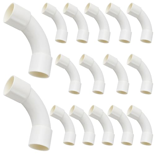16 Piezas Tubo PVC 20mm Rigido, Tubo PVC Impermeable y a Prueba de Fugas, Codo de 90 Grados, para Tuberías Eléctricas, Postes, Tuberías, Drenaje, Agricultura, Riego, Proyectos de Bricolaje (blanco)