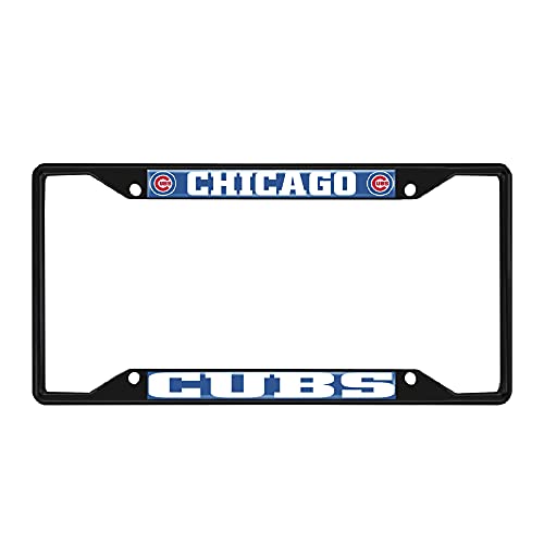Fan Mats 31300: Chicago Cubs Metal License Plate Frame Black Finish, Blue