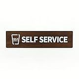 サインプレート ウッドサイン SELF SERVICE セルフサービス ご自由に 55x200 メイプル/ウォールナット ドアサイン ドアプレート サイン 表札 室札 (Type 1-2(ウォールナット))