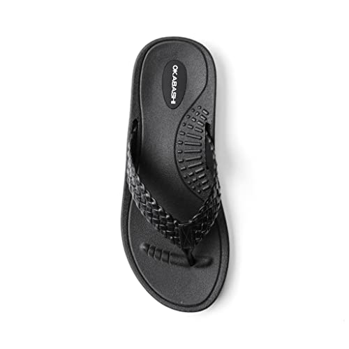 OKABASHI Women's Baha Flip Flop (Black, ML) | Contoured Footbed w/Arch Support for All-Day Comfort | Slip-Resistant & Waterproof | Sustainably Made in The USA3