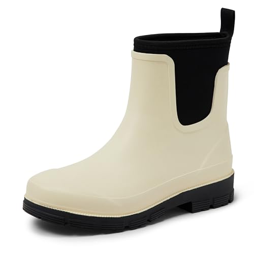 Amazon Essentials Womens Chelsea Ankle Rain Boot Ivory 7