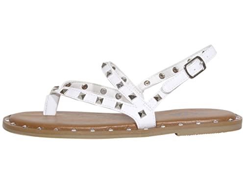 Little Girl's Bambina Sandals Strappy Shoes Spiked White Sz: 3 QIK0913