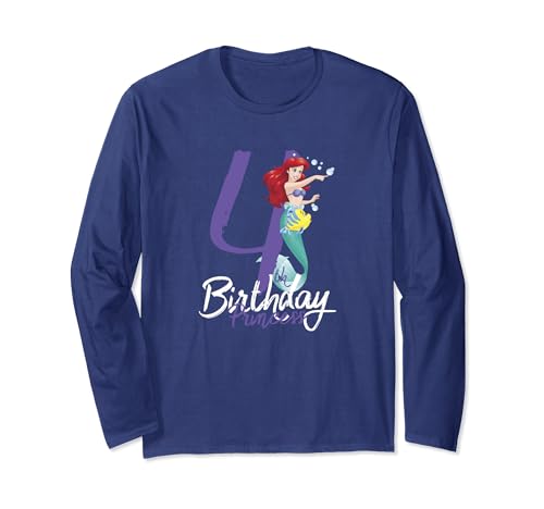 Image of Disney Little Mermaid Ariel 4th Birthday Princess Long Sleeve T-Shirt