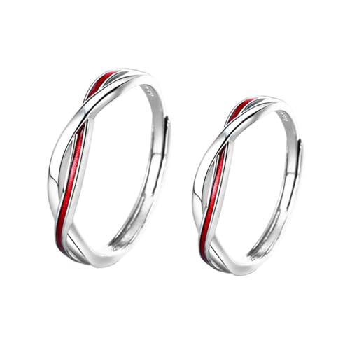 Bague en argent Mobius au fil rouge : l'alliance élégante et ajustable pour femme et homme