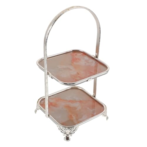 GRIRIW Dessert Table Cupcake Pans 2 Tier Cake Stand 2 Tier Cupcake Stand Wedding Cake Stands Portable Dessert Tray Cake Serving Stand Desert Display Tool 2 Tier Dessert Tray Silver Iron